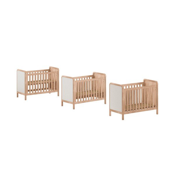 Natūralios spalvos vaikiška lovelė reguliuojamas aukštis 60x120 cm Woods – Vipack-image-2