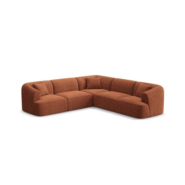Terakotos spalvos kampinė sofa iš kordinio velveto Campi – Cosmopolitan Design-image-1