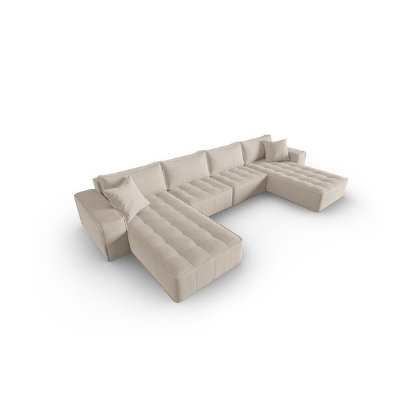 Kampinė sofa smėlio spalvos Mike – Micadoni Home-image-3