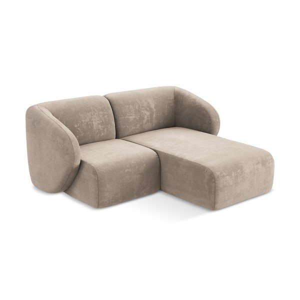 Šviesiai rudos spalvos kampinė sofa iš šenilinio audinio (su dešiniuoju kampu/su gultu) Lani – Makamii-image-2