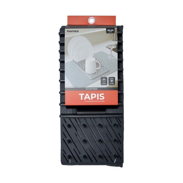 Pilkos spalvos iš plastiko indų džiovinimo padėkliukas 50x38 cm – Homéa-image-2