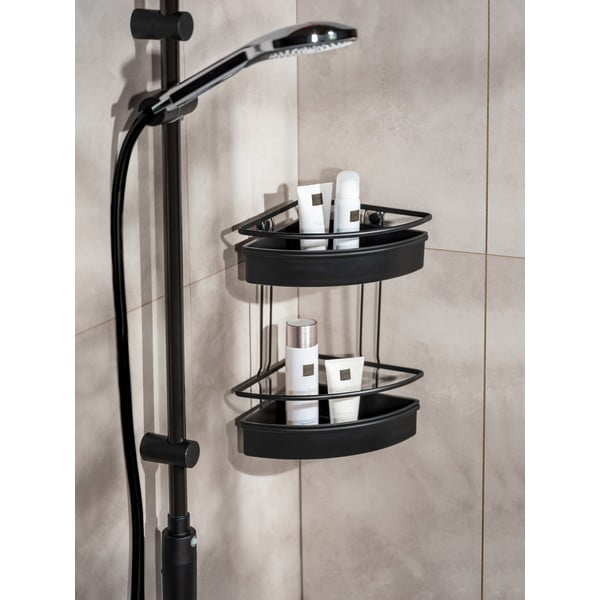 Juoda kampinė dušo lentyna Weko Molinella, 30 x 22 cm-image-1