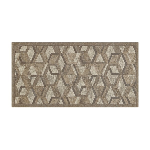 Veliūrinis rudos ir pilkos spalvos kilimas Floorita Velour Hypnotik, 55 x 140 cm-image-2