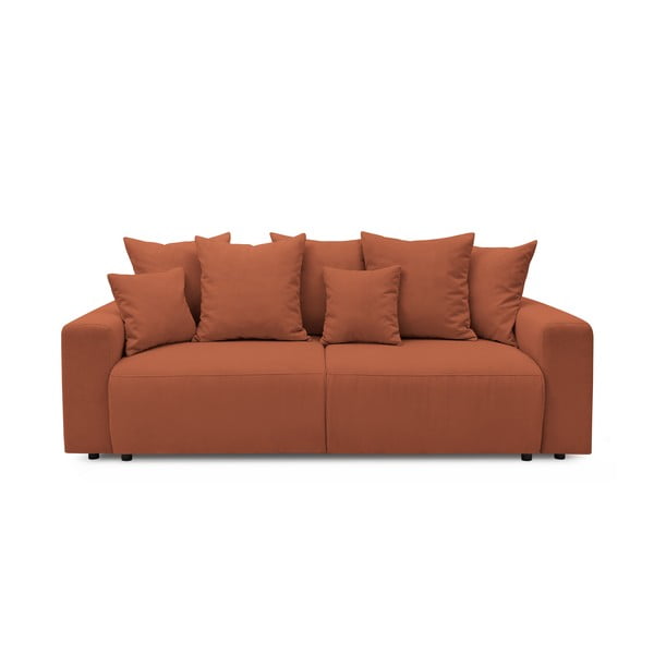 Terakotos raudona velvetinė sofa-lova Bobochic Paris Envy
