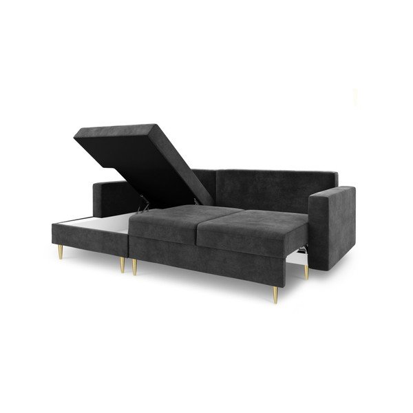 Tamsiai pilka sofa-lova su daiktadėže Mazzini Sofas Muguet, kampas kairėje-image-2