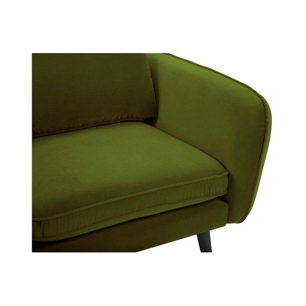 Žalias aksominis krėslas su juodomis kojomis Kooko Home Lento-image-4