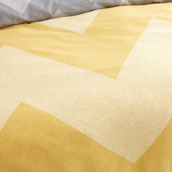 Geltonai pilka patalynė 200x135 cm Chevron Geo - Catherine Lansfield-image-1