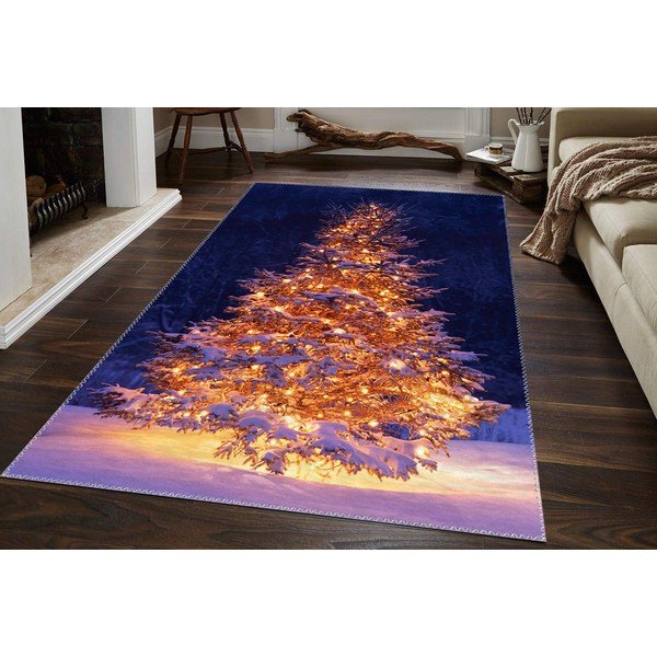 Kilimų kilimas Vitaus Kalėdų laikotarpio apšviesta eglutė lauke, 50 x 80 cm-image-1