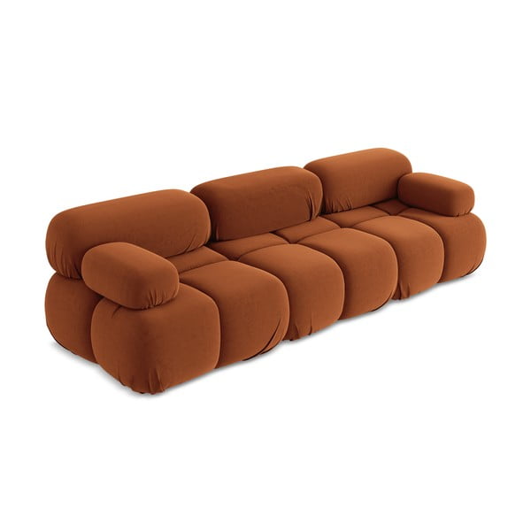 Oranžinės spalvos iš velveto sofa 285 cm Lokua – Makamii-image-2