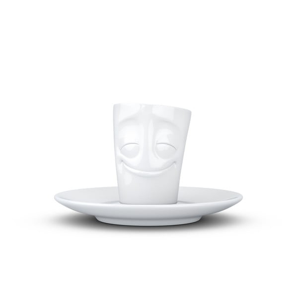 Baltas svajingas porcelianinis espreso puodelis su lėkštele 58produktai, tūris 80 ml