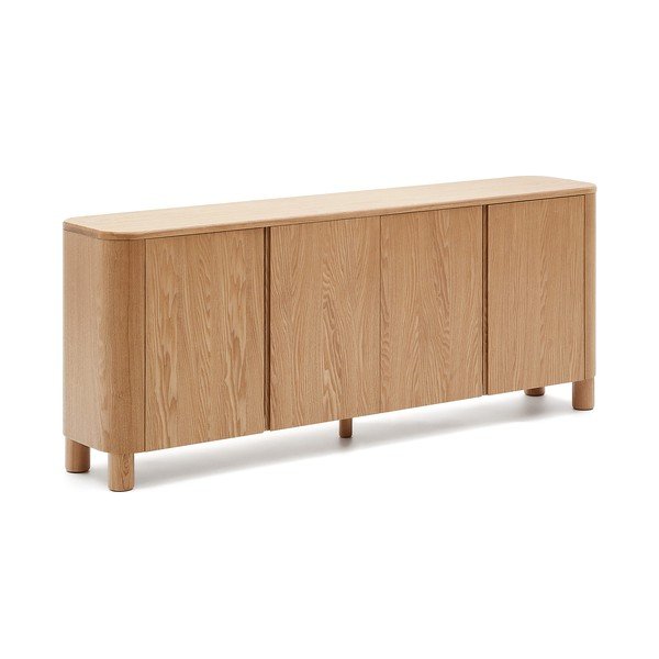 Natūralios spalvos šoninė spintelė iš uosio 200x79x40 cm Salaya – Kave Home-image-2