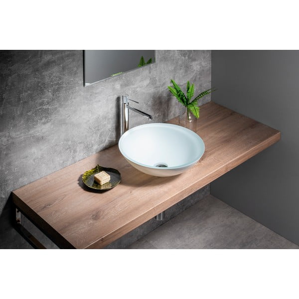 Iš stiklo apvalios formos praustuvas baltos spalvos ø 42 cm Telica – Sapho-image-2