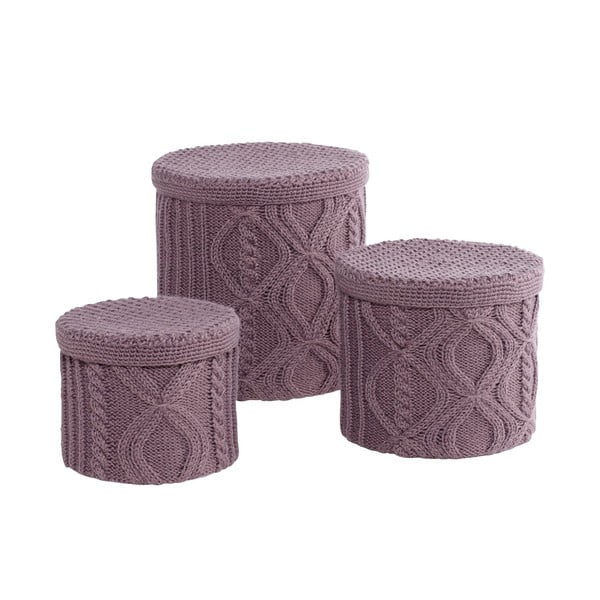 Trijų dėžių rinkinys, violetinės spalvos