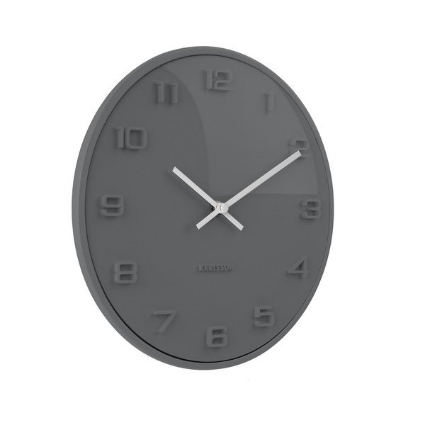 Pilkas sieninis laikrodis Karlsson Elevated, ⌀ 25 cm-image-1