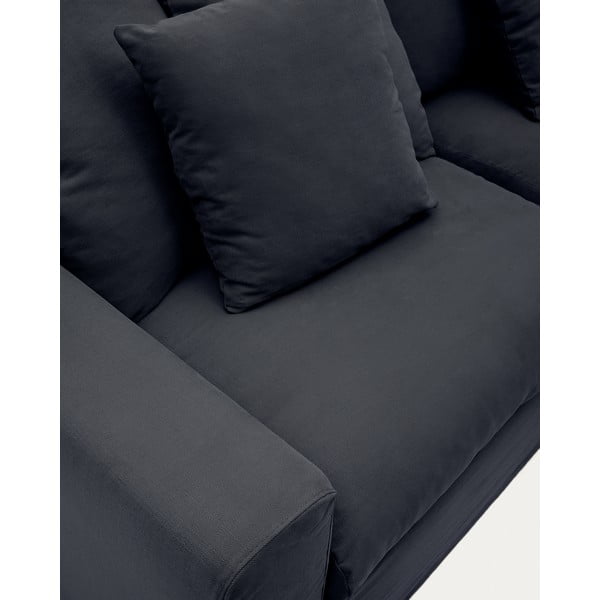 Iš lino sofa antracito spalvos 340 cm Nora – Kave Home-image-2
