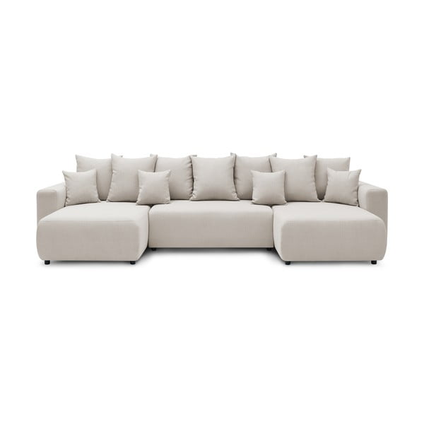 Šviesiai smėlio spalvos U formos sofa-lova Envy - Bobochic Paris