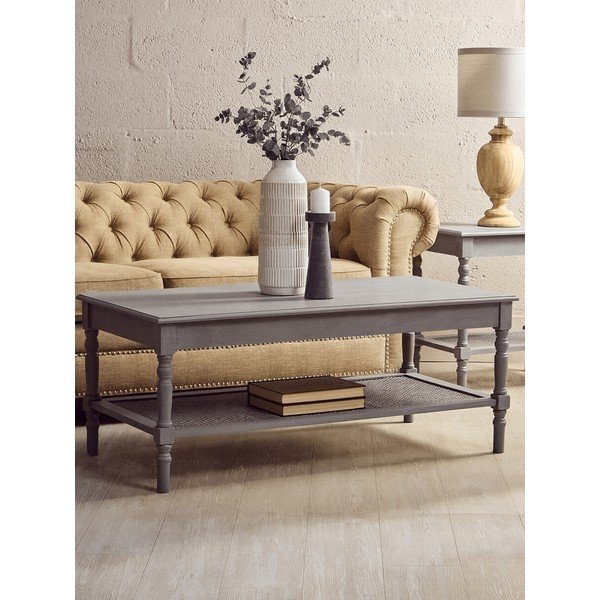 Pilkos spalvos kavos staliukas 60x120 cm Heritage – Premier Housewares-image-4