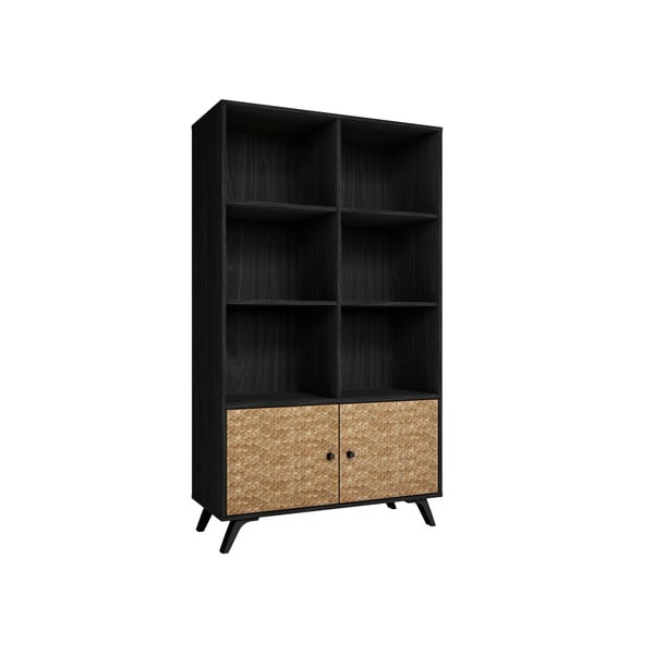 Juoda egzotinės medienos knygų spinta 92x160 cm Hanoi - Marckeric-image-2