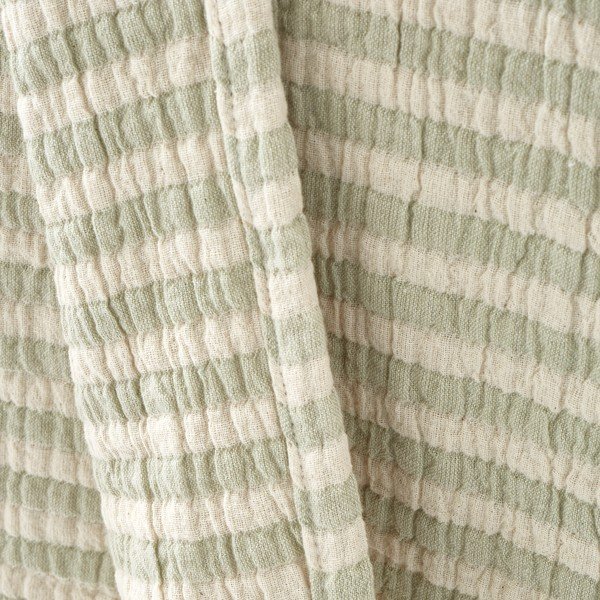 Žalios spalvos iš medvilnės antklodė ir pledas 150x200 cm Cotton Muslin Stripe – Bianca-image-3