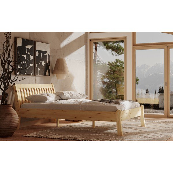 Iš pušies masyvo viengulė lova natūralios spalvos 90x200 cm Tonja – Olivia Living-image-3