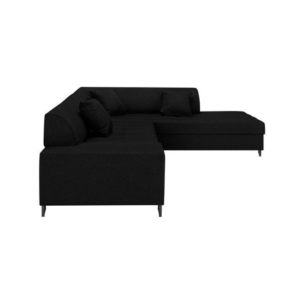 Juoda kampinė sofa-lova su kojomis "Cosmopolitan Design Orlando", dešinysis kampas-image-2