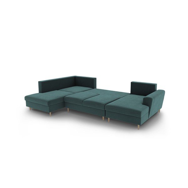 Smaragdinės spalvos iš velveto sulankstoma/su sandėliavimo vieta kampinė sofa (su kairiuoju kampu/„U“ formos) Kyoto – Cosmopolitan Design-image-3