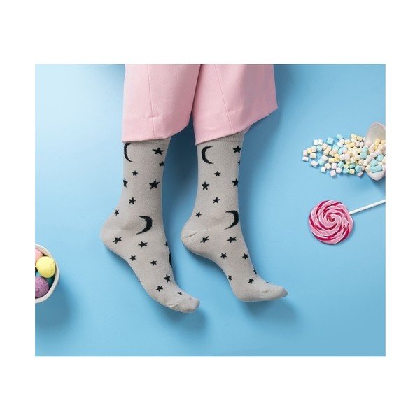 Pilkai juodos kojinės Funky Steps Moon, 35-39 dydžio-image-1