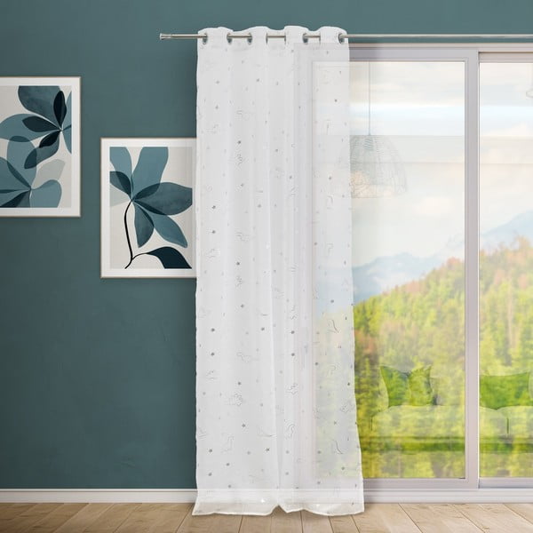 Baltos spalvos/sidabrinės spalvos permatoma užuolaida 140x260 cm Dinos – Casa Selección-image-1