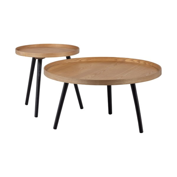 Smėlio ir juodos spalvos žurnalinis staliukas WOOOD Mesa, ø 60 cm-image-3