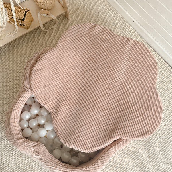 Rožinės spalvos iš velveto pripučiamų kamuoliukų baseinas ø 90 cm aukštis 30 cm – Meowbaby-image-2