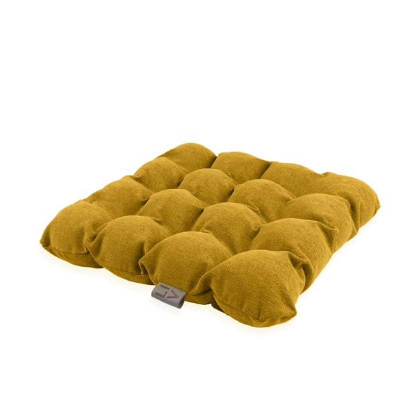 Tamsiai geltona sofos pagalvėlė su masažiniais kamuoliukais Linda Vrňáková Bubbles, 45 x 45 cm