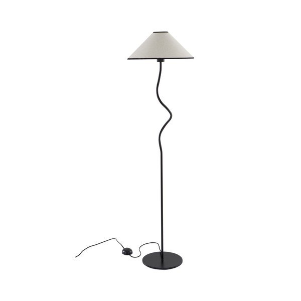 Baltos spalvos/juodos spalvos iš tekstilės pastatomas šviestuvas su pritemdymo funkcija (aukštis 148 cm) Juliet – Jotex