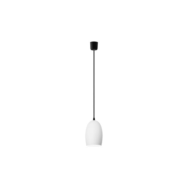 Baltas blizgus pakabinamas šviestuvas su juodu kabeliu "Sotto Luce UME