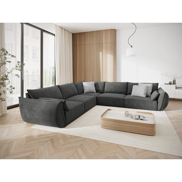 Pilka kampinė sofa (kintama) Vanda - Mazzini Sofas-image-1