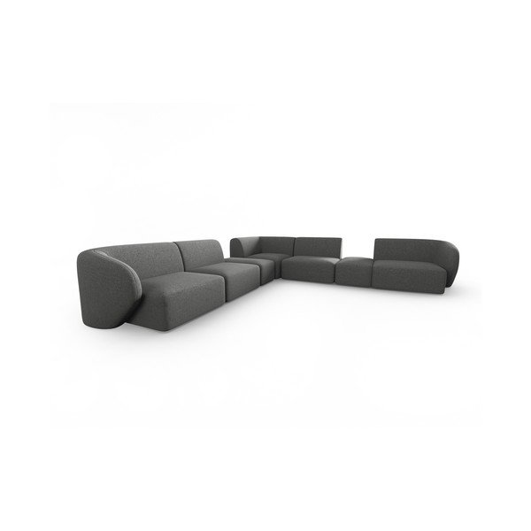 Pilkos spalvos iš šenilinio audinio kampinė sofa Paolo – Milo Casa