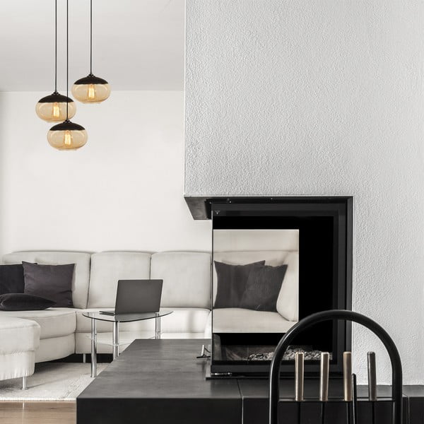 Kabantis šviestuvas ochros spalvos/juodos spalvos ø 50 cm su stiklo gaubtu Camini – Opviq lights-image-1