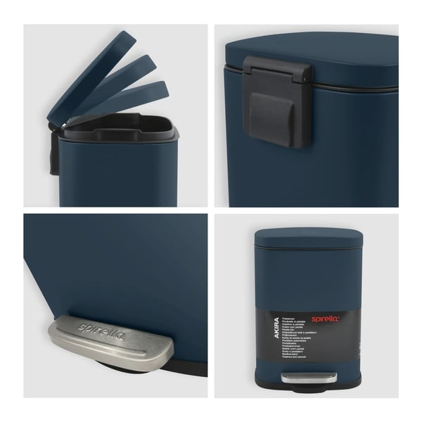 Smaragdinės spalvos iš plieno šiukšliadėžė su pedalu 5 l   Akira – Spirella-image-3