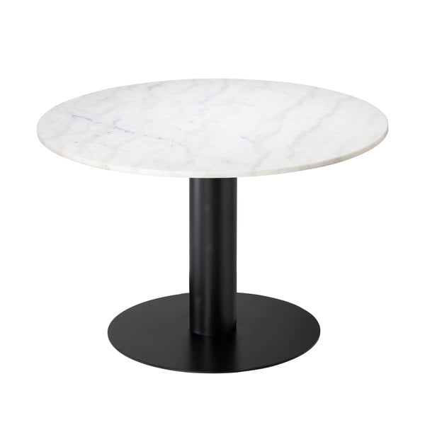 Balto marmuro valgomojo stalas su juodu pagrindu RGE Pepo, ⌀ 105 cm