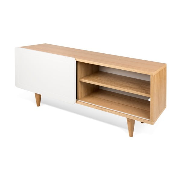 Ąžuolo medžio dekoro TV staliukas su baltomis detalėmis TemaHome Nyla-image-4