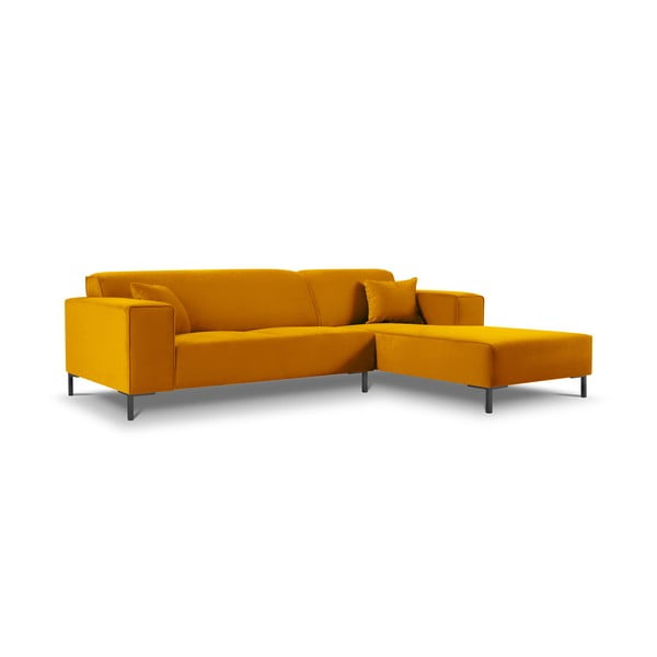 Geltona aksominė kampinė sofa Cosmopolitan Design Siena, kampas dešinėje