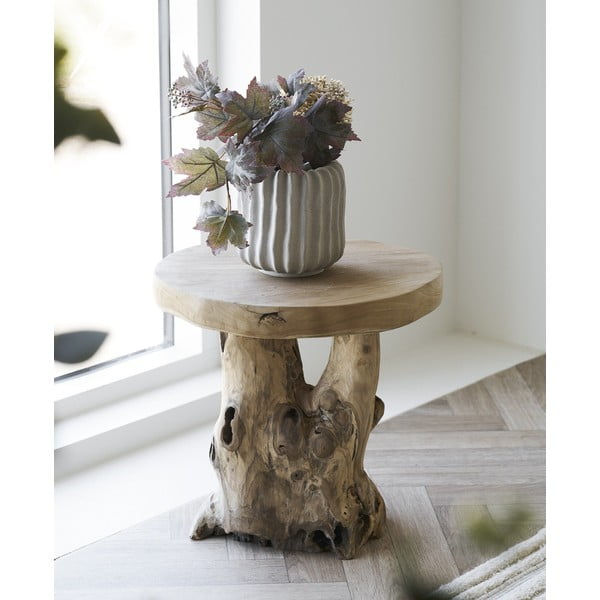Iš tikmedžio masyvo apvalios formos šoninis stalas ø 40 cm Palena – House Nordic-image-2