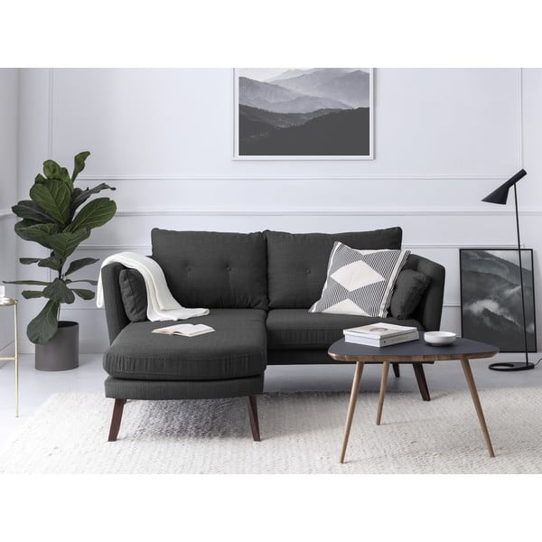 Tamsiai pilka trijų vietų sofa "Mazzini Sofas Elena", su šezlongu kairiajame kampe-image-1