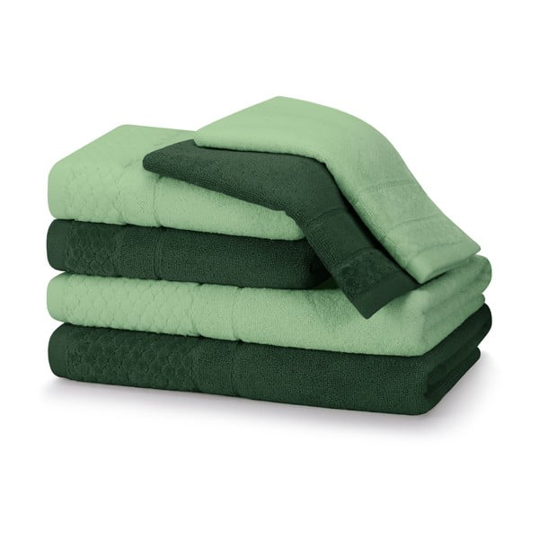 Vonios rankšluosčių rinkiniai iš medvilnės audinio žalios spalvos 6 vnt. Rubrum – AmeliaHome