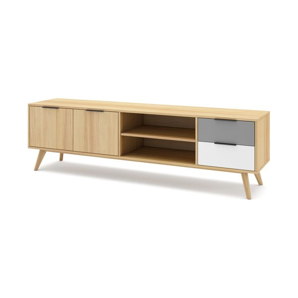 Natūralios spalvos ąžuolo dekoro TV staliukas 180x53 cm Elfa - Marckeric-image-2