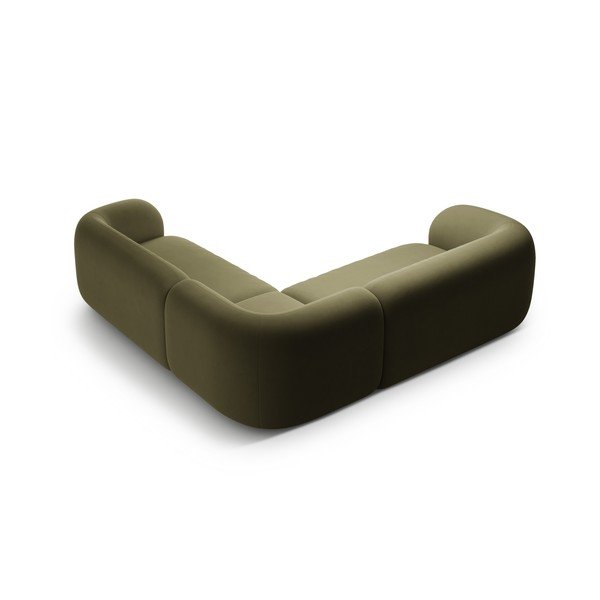 Žalios spalvos kampinė sofa iš velveto Kate – Micadoni -image-2