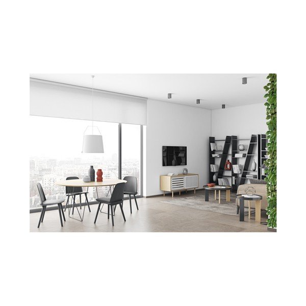 Ąžuolinis valgomojo stalas su juodu "Symbiosis Row" pagrindu, ⌀ 150 cm-image-3