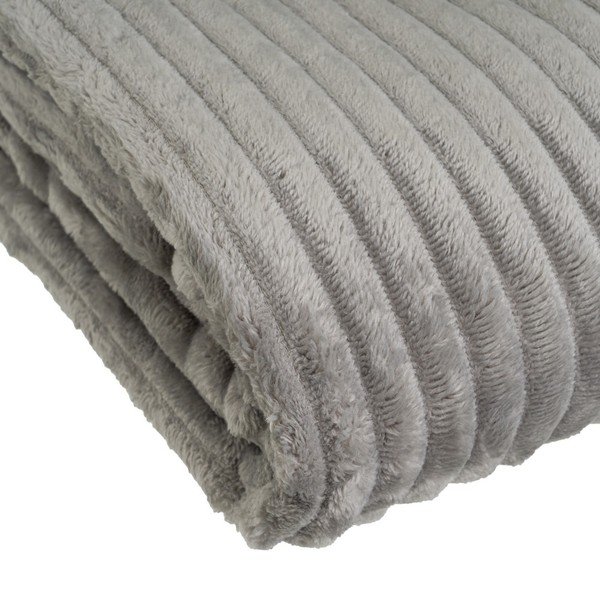 Pilkos spalvos iš mikropliušo antklodė ir pledas 130x160 cm Fur Velvet – Casa Selección-image-3
