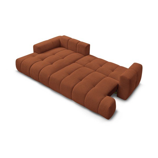 Raudonos plytų spalvos sulankstoma/su sandėliavimo vieta kampinė sofa (su kairiuoju kampu/su gultu) Fuji – Bobochic Paris-image-4
