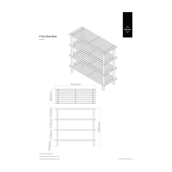 Spintelė batams natūralios spalvos – Premier Housewares-image-3