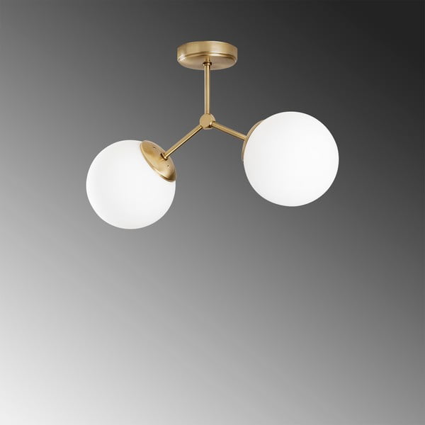 Baltos spalvos/žalvario spalvos lubinis šviestuvas 15x44 cm su stiklo gaubtu Damar – Opviq lights-image-3